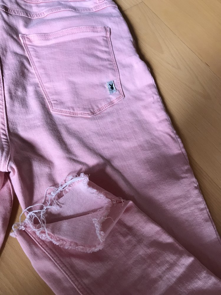 Jeans Markenware 40/42 Skinny Stretch ZARA Woman Premium Riped Usedlook Destroyed Knöchellang Highwaist 