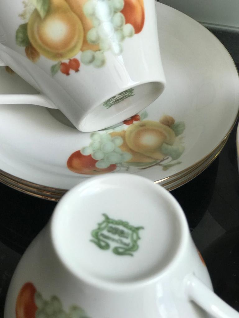 Porzellan Set Teetassen Konvolut Obstmotive Deko Stilleben Retro Design Fruits China