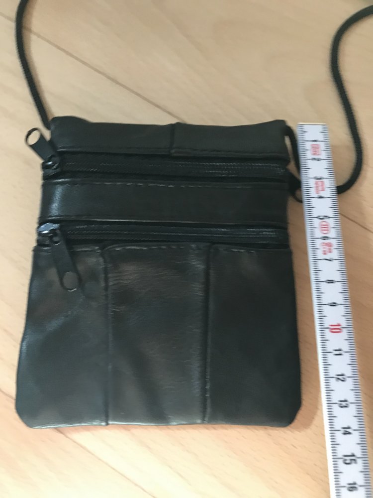Beuteltasche Umhängetasche Börse Brusttasche Handtasche Clutch Dokumentenbeutel Kunstleder schwarz 