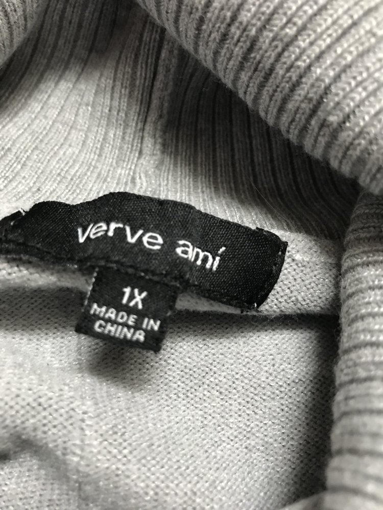 Pullover Plussize Verve Ami grey AMI Clothes XXL/50 hellgrau Rollkragen Turtleneck lässig 