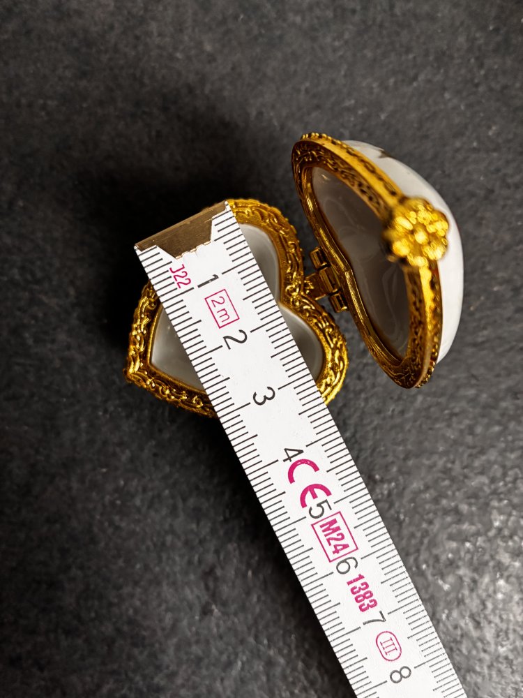 Deko Herz Dose Schmuckdose Deckeldose Keramik Pillendose Herz Rosenblüten Decor Neu 