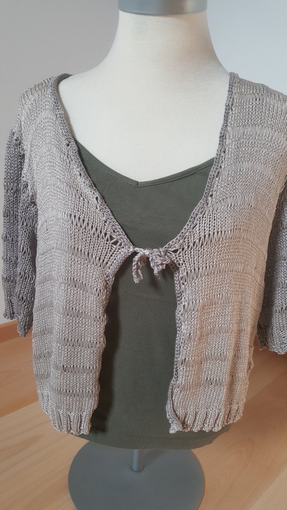 Weste Jacke Strick Cardigan Bolero Überwurf Jacke Oberteil Einzelstück Unikat festlich Onesized Halbarm