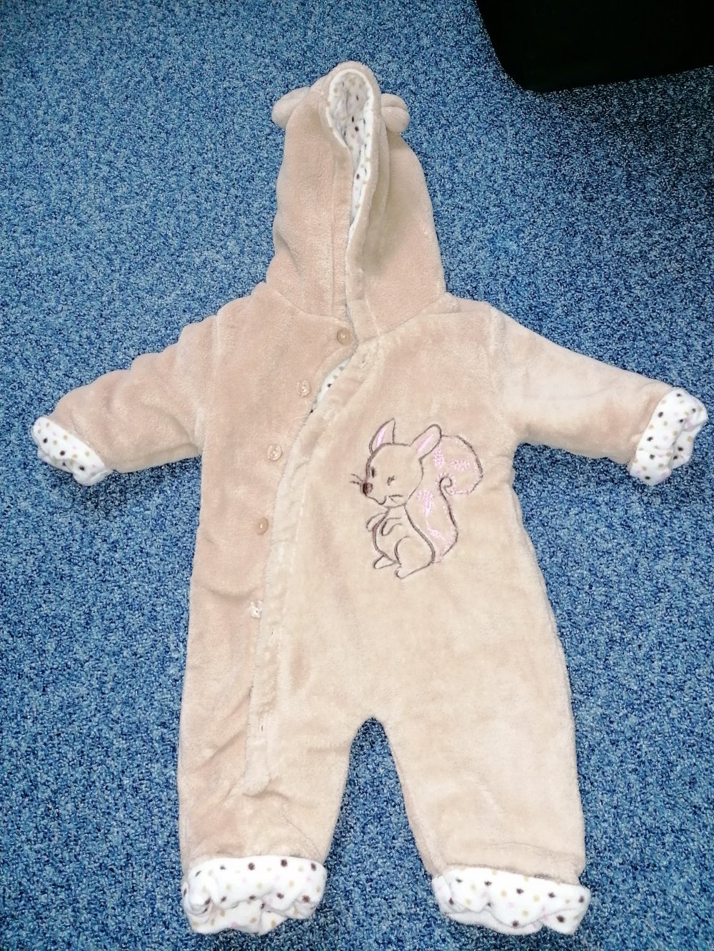 Warmer Kuschelanzug Overall 50 56 ergee, kik Eichhörnchen braun rosa Punkte