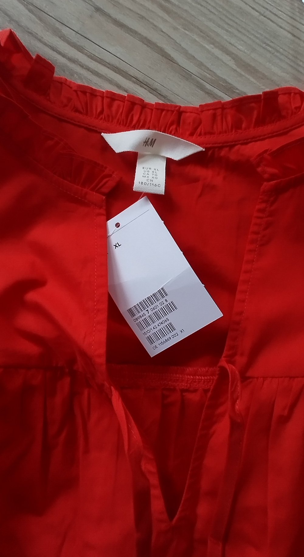Bluse mit Volantärmeln, Baumwolle, rot, Größe XL