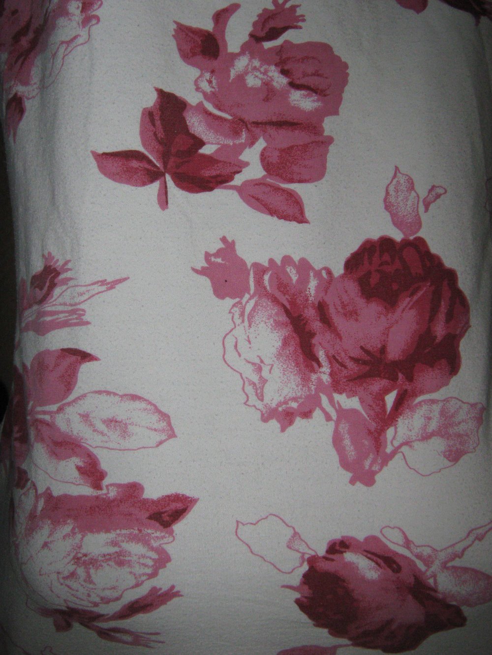 NEUw * Original VINTAGE * Romantik * Rosen * Blüten * Flower- Power * DESIGNER * Bodycon * Kurzarm * T- Shirt * Gr. 38- 40/ S- M * weiß- bordaux- dunkel-rot * rosè-quarz *