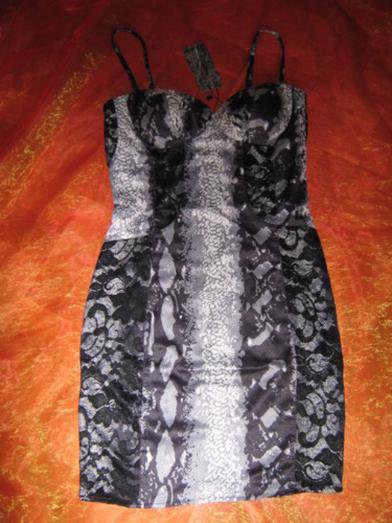 NEU mit ETIKETT * Sexy * Seiden Satin * Snake * Schlange * Animal- Style * Spaghetti- Träger * Bodycon * Bustier * Kleid mit Lace- Spitze 