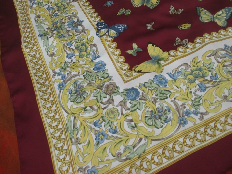 NEU * DESIGNER * Silk * Seiden * Satin * Schmetterling * Butterfly * Print * XXL TUCH * SCHAL * Scarf * rot- braun * hell-blau * weiss * gelb- gold *