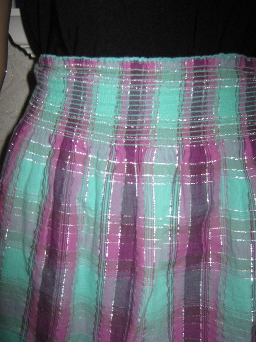 NEU * Sexy * edel * Original DESIGNER VINTAGE * Lurex- Glitzer * Madras- Karo * Mini- Rock * Gr. 32- 36/ XS- S * grün * silber *