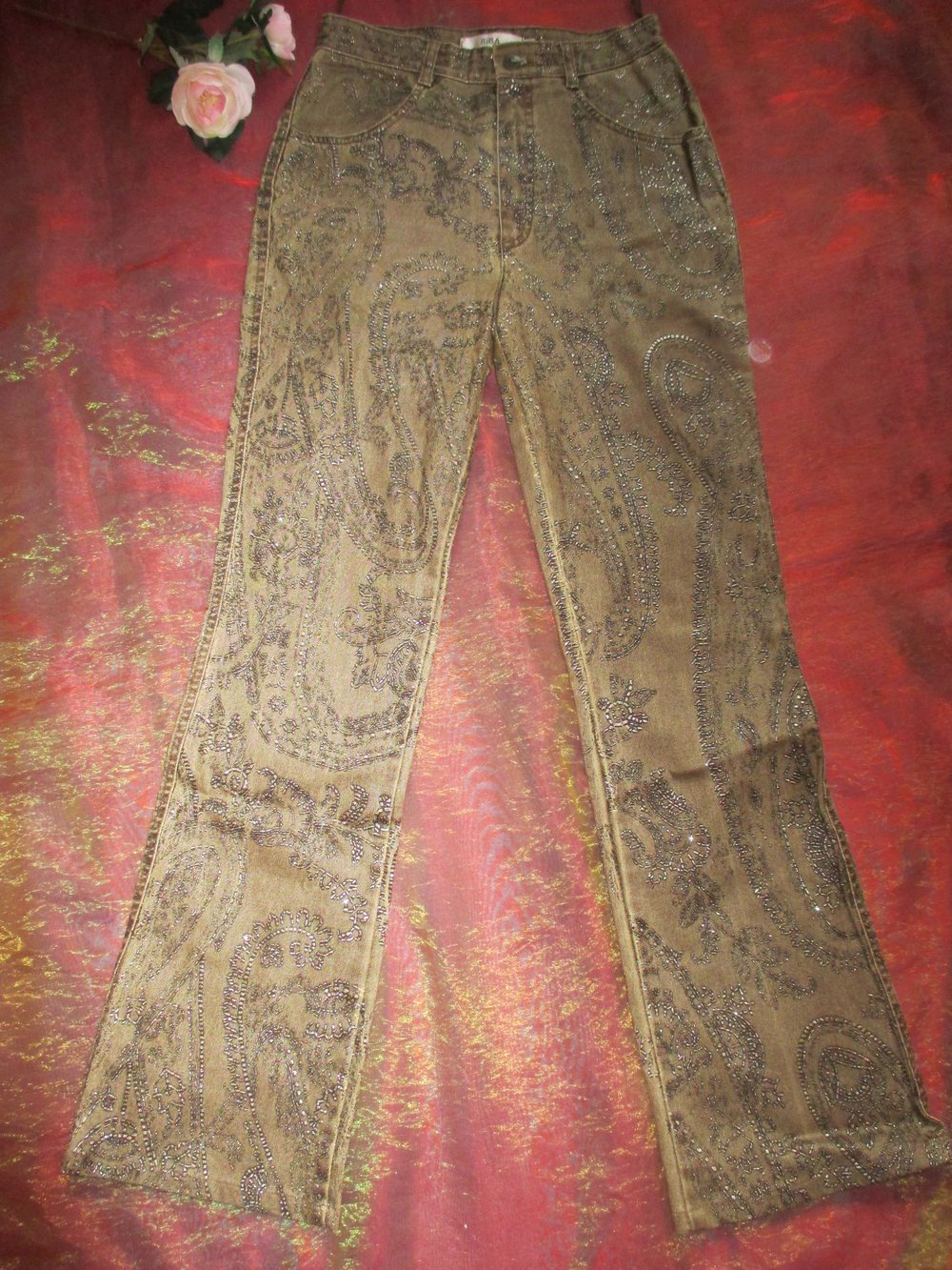 NEU Sexy * Barock- Style * Glitzer * Jeans- Hose im Marlene Look 