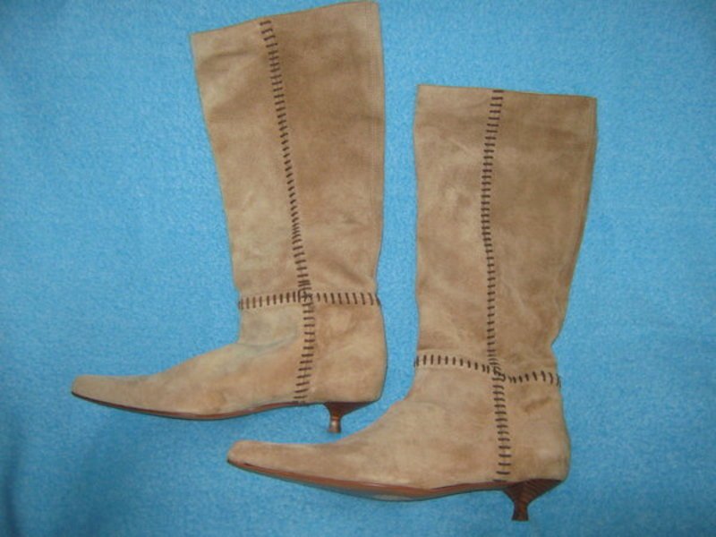 NEU * Stylisch * ausgefallen * Echt * Velours- Leder * DESIGNER * Boho * Gipsy * Coachella * Hippie * Festival * Style * Stiefel * Boots * Gr. 36/ 3,5 * caramél- beige * NP 398, -€ *