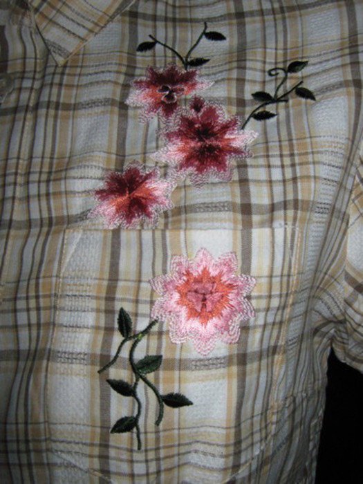 NEU * Edel * Flower- Power * Blumen * Blüten- Stickerei * Karo * Hemd- Bluse 