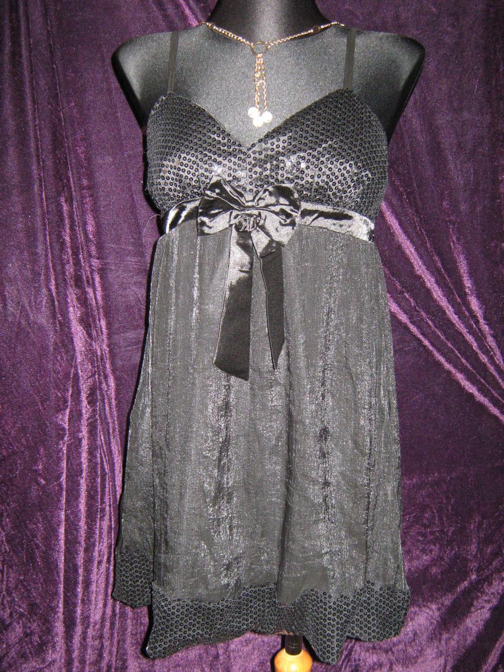 NEU mit ETIKETT * Cocktail * Abend * Ausgeh * Glitzer Pailletten * Seiden- Chiffon * Bustier * Baby- Doll * Spaghetti- Träger * Mini * Kleid 