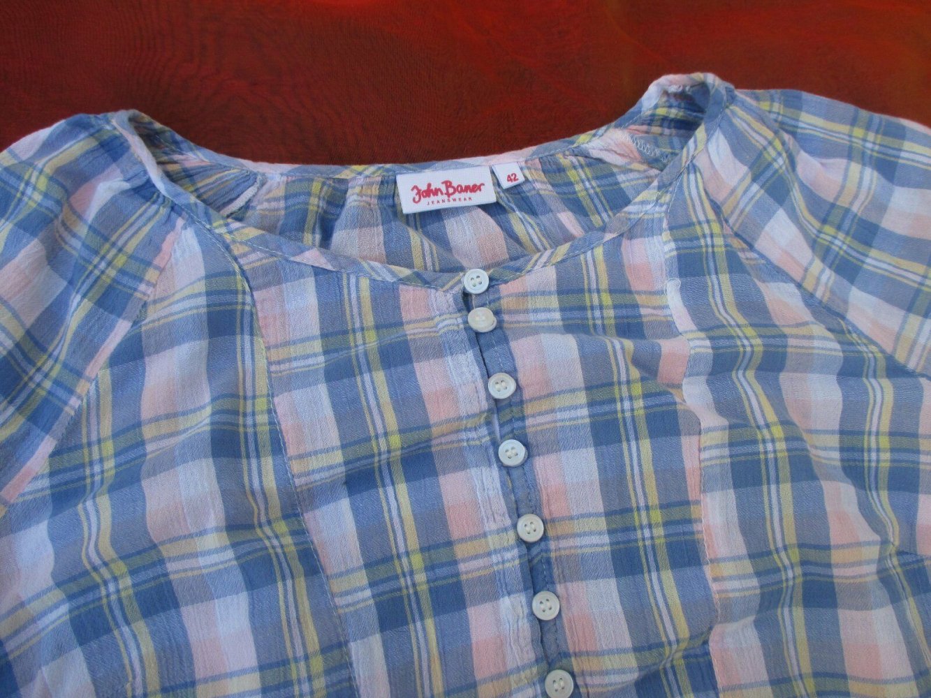 NEU * Lässsig * modern * Dreiviertel * Kurz * Arm * Madras- Karo Bluse 