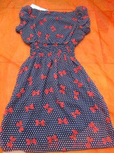 NEU mit ETIKETT * Edel * Seiden Chiffon * Romantik * Schleifen * Punkte * Polka Dots * Tupfen * Puffärmel * Mini * Kleid 