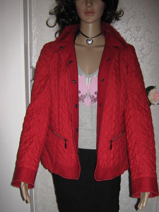 NEU * Edel * klassisch * Stepp- Jacke mit Fake Fur * Webpelz ''BIBA by ESCADA'' Gr. 36- 38/ S * kamin- rot *