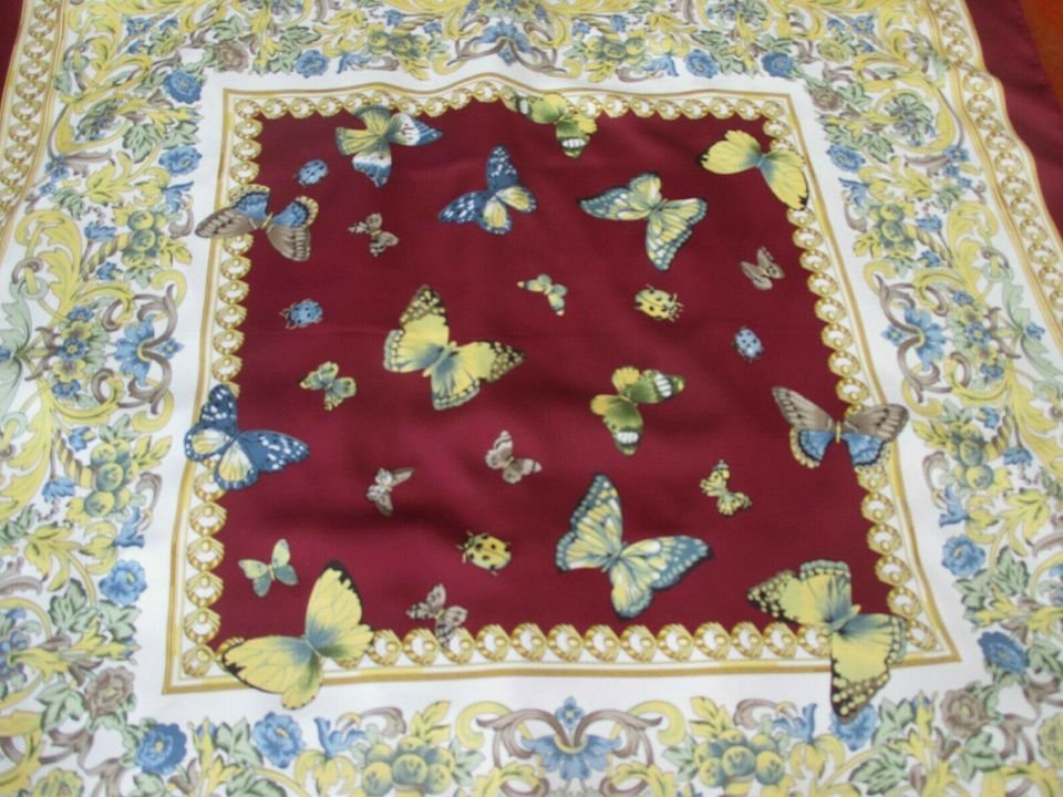 NEU * DESIGNER * Silk * Seiden * Satin * Schmetterling * Butterfly * Print * XXL TUCH * SCHAL * Scarf * rot- braun * hell-blau * weiss * gelb- gold *