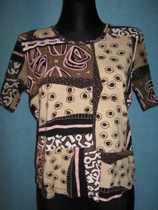 NEU * Stylisch * edel * Patchwork- Look * Seiden- Chiffon * Bodycon * T- Shirt 