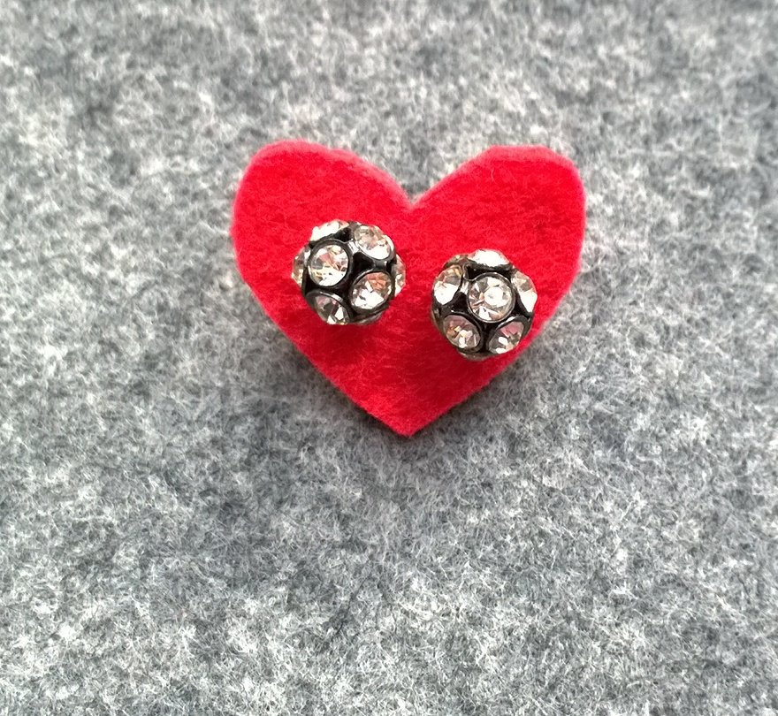 Ohrstecker schwarz mit weißen Steinen Modeschmuck