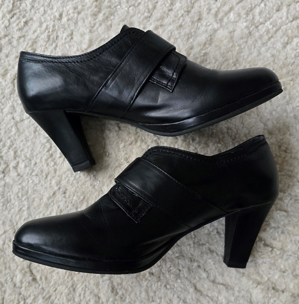 Andrea Conti Echt Leder Ankle Boots Booties Pumps Blockabsatz Halbschuh 38