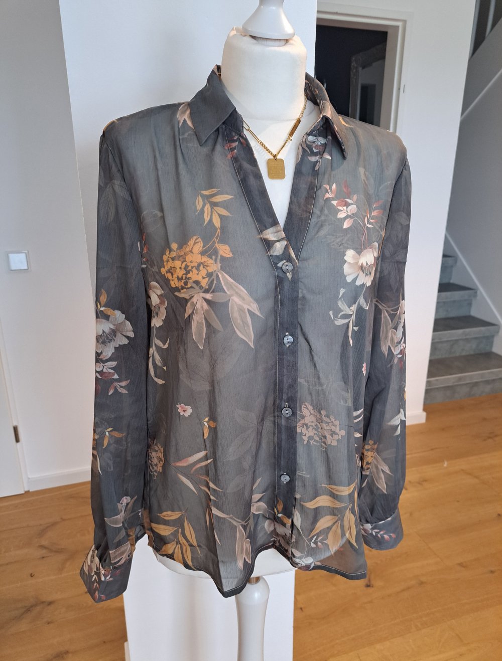 Shein Bluse floral transparent