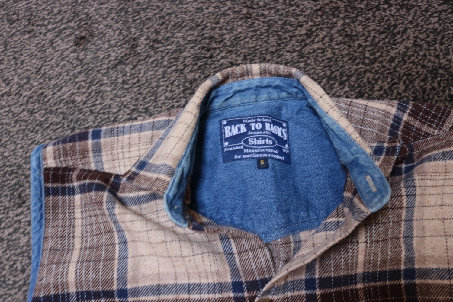 #Weste m. Wolle, Gr. 52, #braun-blau, #kariert - Back to Basics