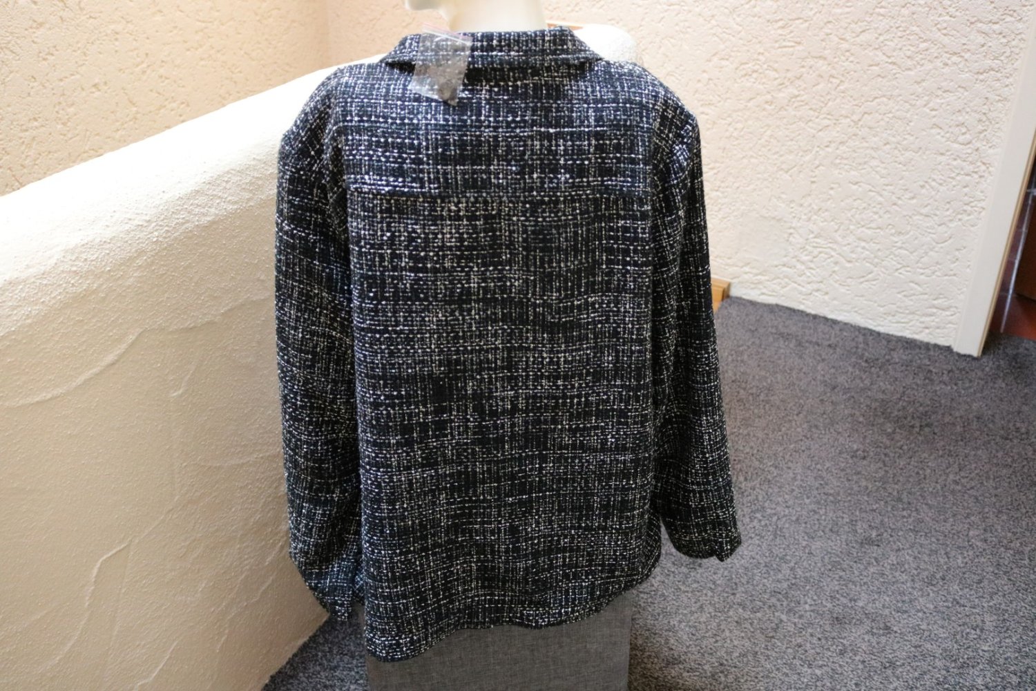 Jacke, Gr. 48, #schwarz-weiß-grau, #Strukturstoff