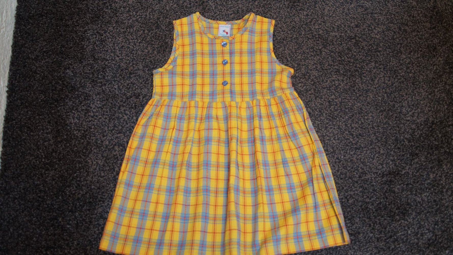 #Kleid, Gr. 116/122, #gelb, #kariert, #Bienchen
