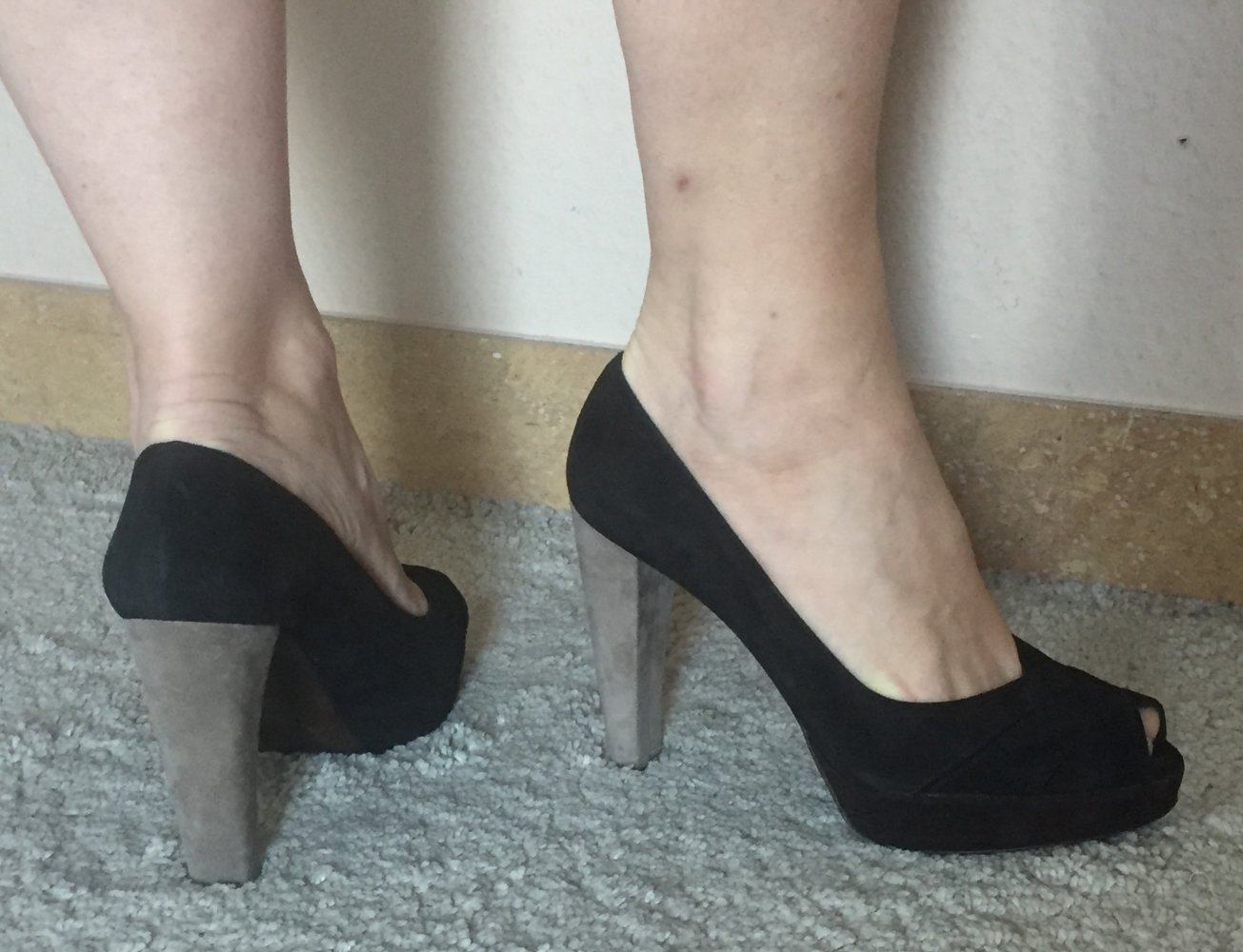 Stuart Weitzman Tri Color Wildleder Plateau Peep Toes Gr.38 1/2 , super High Heels aus den USA, kaum getragen,