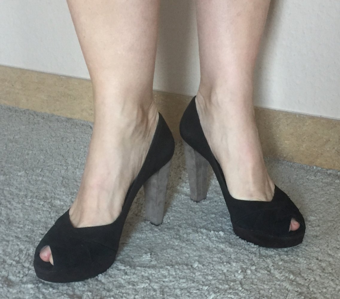 Stuart Weitzman Tri Color Wildleder Plateau Peep Toes Gr.38 1/2 , super High Heels aus den USA, kaum getragen,