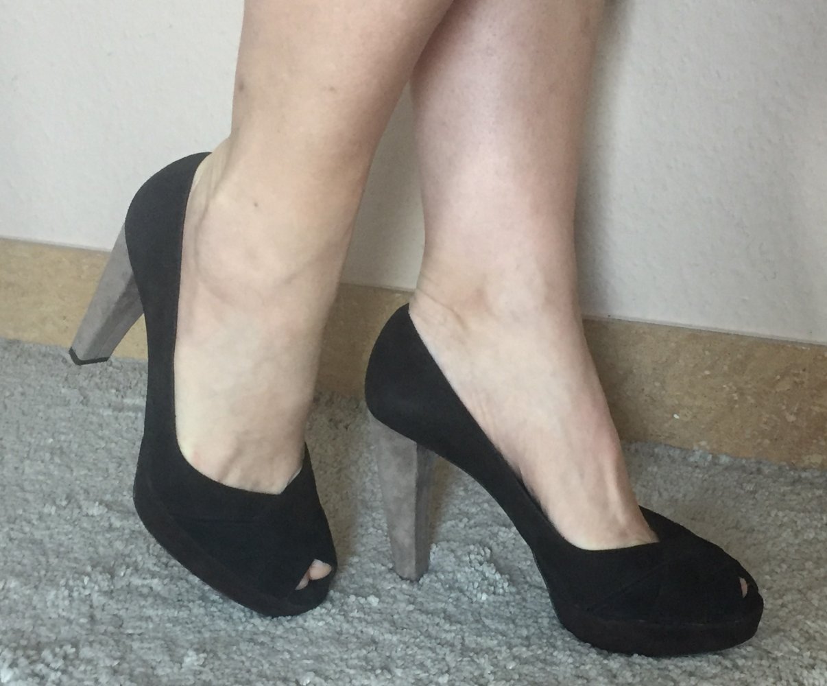 Stuart Weitzman Tri Color Wildleder Plateau Peep Toes Gr.38 1/2 , super High Heels aus den USA, kaum getragen,