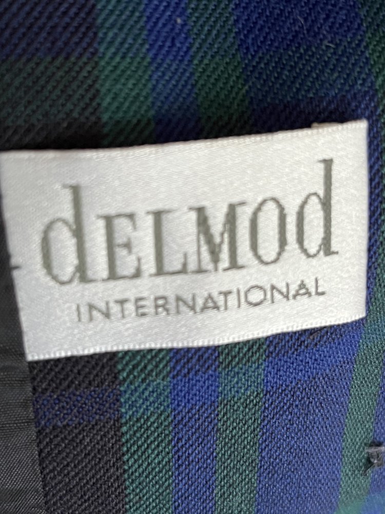 Delmond Vintage Hemdblusen Jacke Gr.42 kariert mit Doppelbuttons tolles sattes Blau 