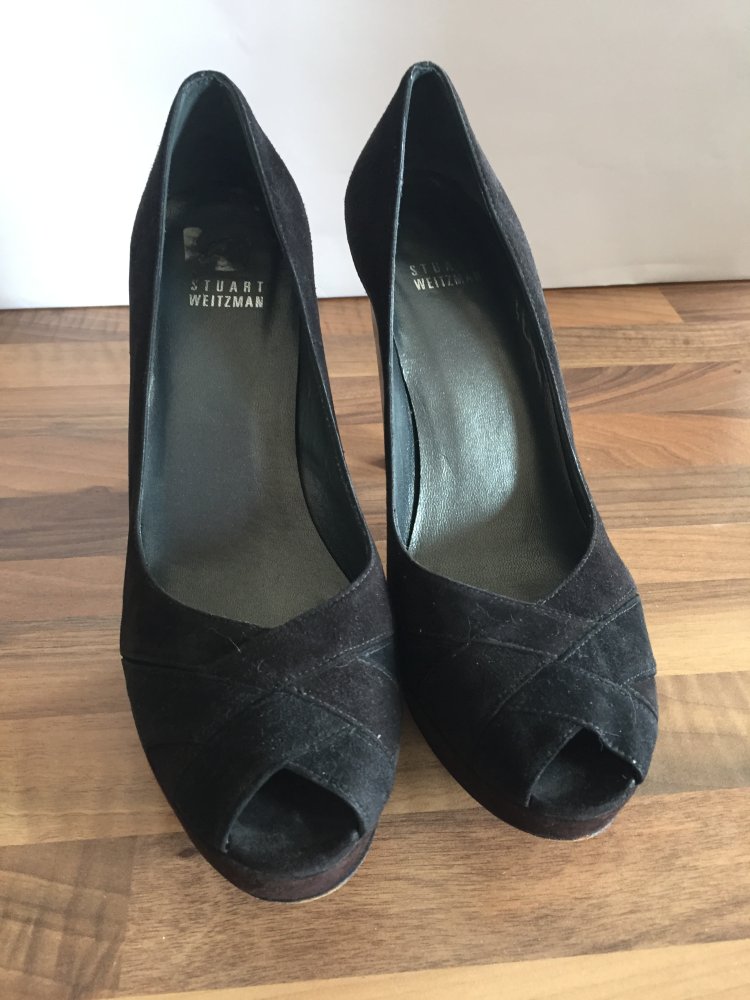 Stuart Weitzman Tri Color Wildleder Plateau Peep Toes Gr.38 1/2 , super High Heels aus den USA, kaum getragen,