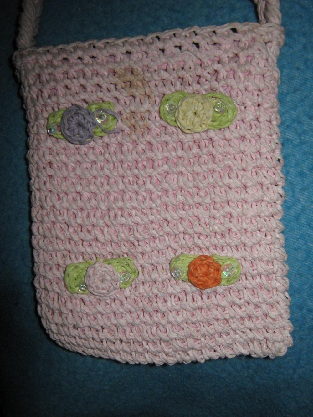 Stylisch * Original 70er Jahre VINTAGE * Hippie * Goa * Festival * 3D * Flower- Power * Blumen- Stickerei * Häckel * Umhänge * Tasche * Täschlein * rosequarz * rosé * Pastell *