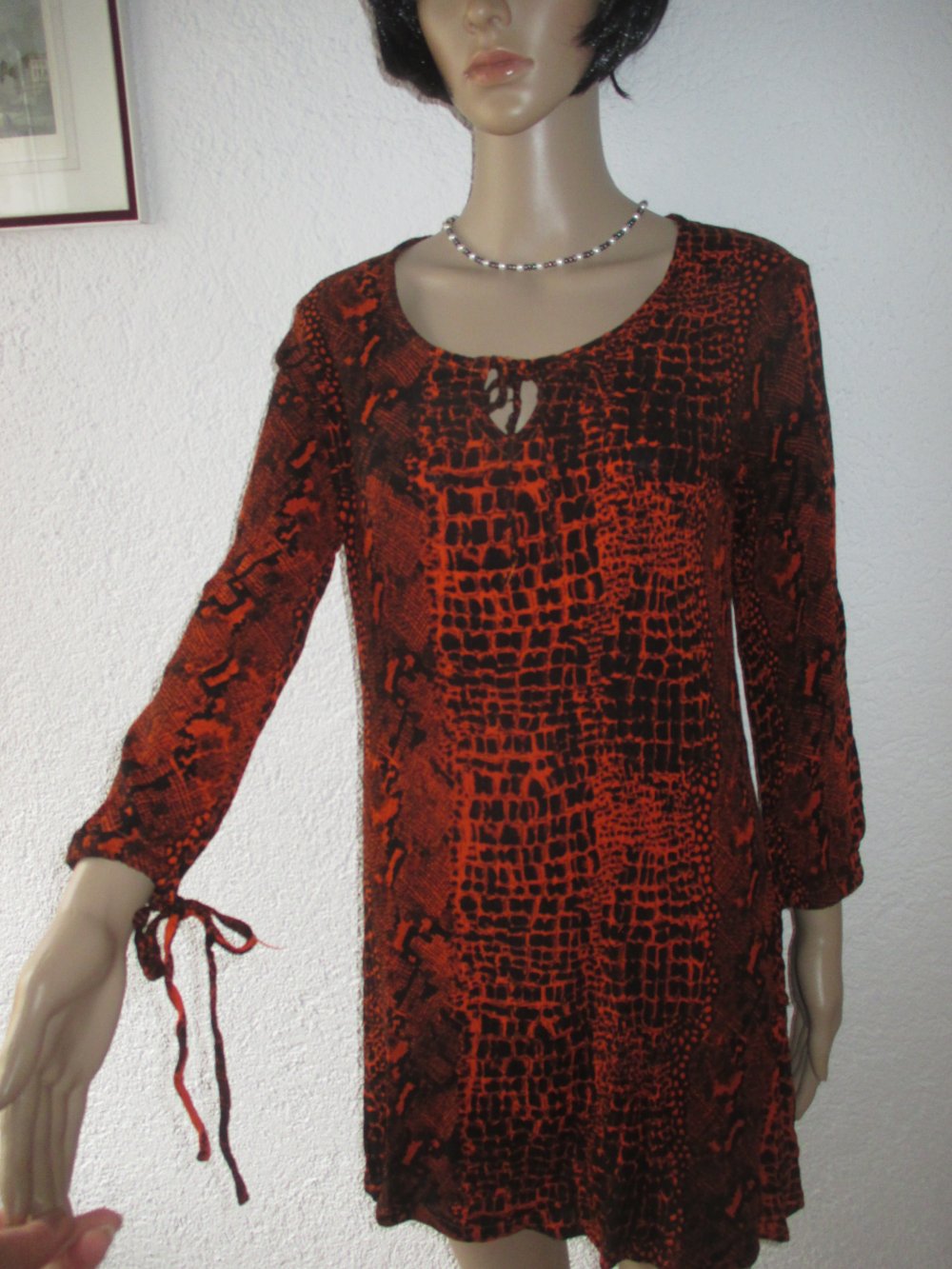 NEU * Edel * stylisch * Animal * Snake * Schlange * Seiden- Georgette * Crinkel * Knitter * Batik * Mini- Kleid 