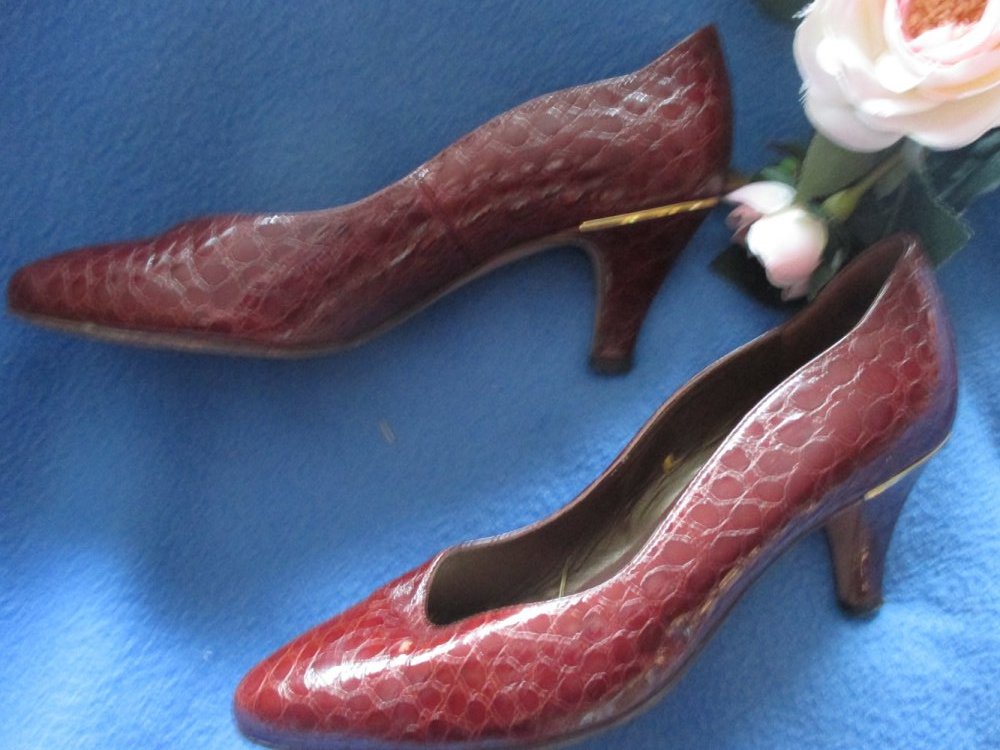 Original VINTAGE * Kroko * Lack * Echt Leder * High- Heels * Pumps * Schuhe 