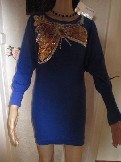  NEU mit ETIKETTEN * Ausgefallen * edel * Cahsmeré Wolle * Glitzer- Pailletten * Mini- KLEID oder Long- PULLOVER 