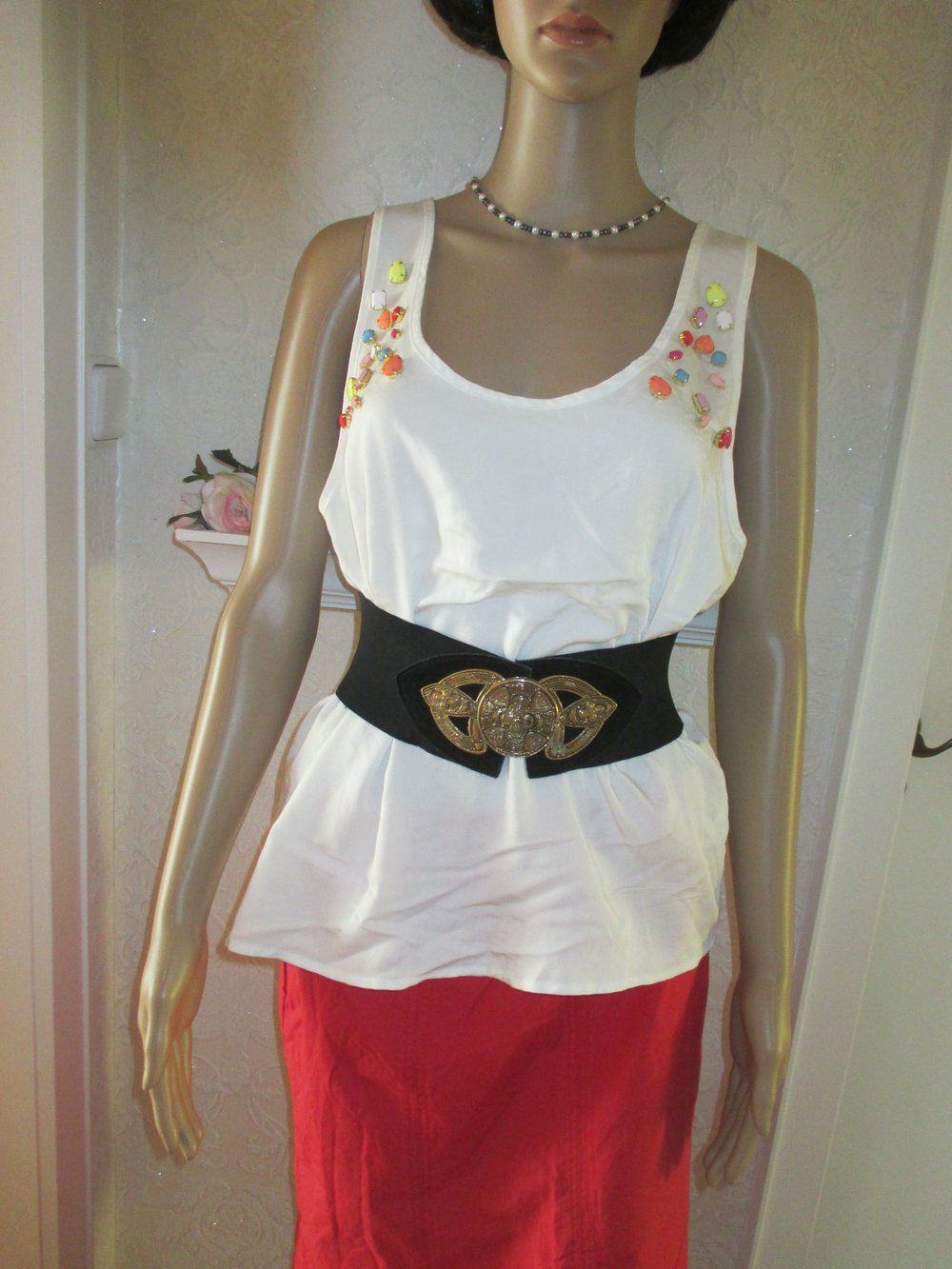 NEU * Edel * Strass- Kristalle * ärmelloses Blusen- Top 