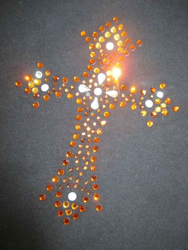 NEUw * Glitzer * Strass * Kristalle * Perlen * Stickerei * Kreuz * Langarm * Longsleeve * T- Shirt ''BIBA by ESCADA'' Gr. 42- 44/ L, 3 * schwarz *