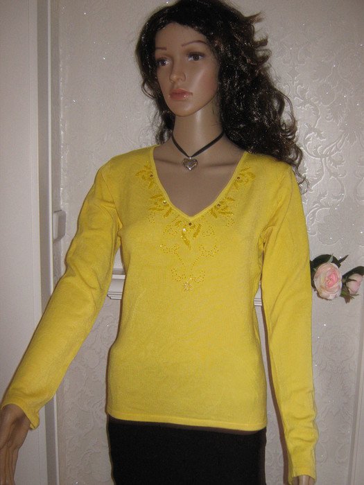 NEU * Edel * Strass * Glitzer * Kristalle * Stickerei * Feinstrick * V- Ausschnitt * Pullover 