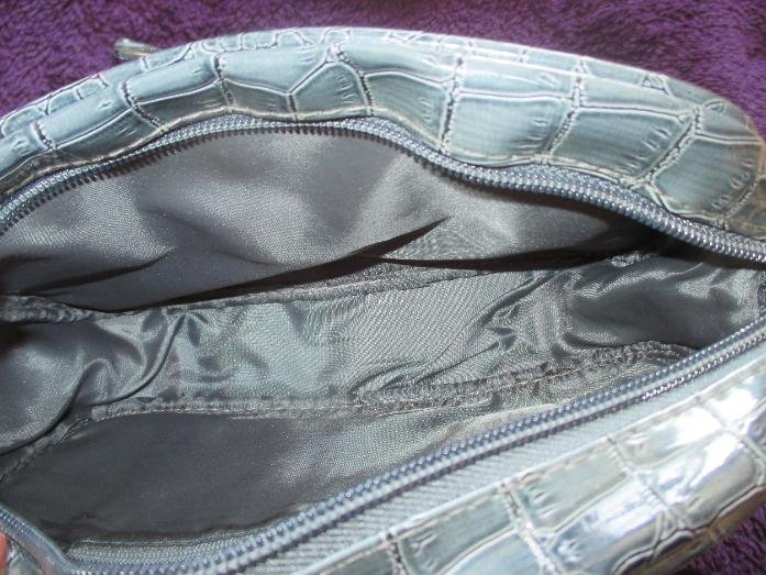 NEU * Abend * Ausgeh * Freizeit * Lack- Leder Imitat * Animal * Kr..o Style * DESIGNER * Cross Body bag * Umhänge- Hand- TASCHE mit Kettenband * rauch- grau- blau *