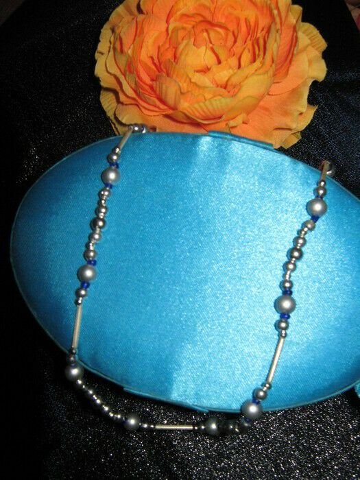 NEU * Extravagant * edel * Original VINTAGE * Perlen * Kette * Collier * champagner * rauch- blau *