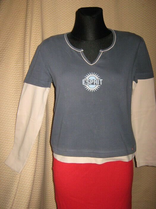 NEU * Modern * ausgefallenes * Langarm * Longsleeve * T- Shirt ''ESPRIT'' Gr. 40- 42, 44/ M- L * Oversize * jeansblau *