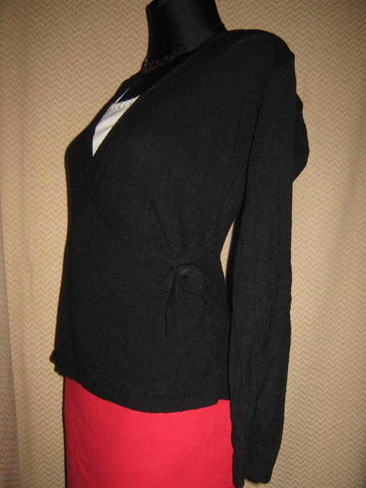  Edel * ausgefallen * sexy * Wickel- Optik * Feinstrick * Pullover ''Casa Blanca'' Gr. 36- 38/ S * schwarz * Gotik ' 