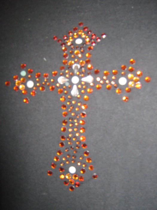 NEUw * Glitzer * Strass * Kristalle * Perlen * Stickerei * Kreuz * Langarm * Longsleeve * T- Shirt ''BIBA by ESCADA'' Gr. 42- 44/ L, 3 * schwarz *