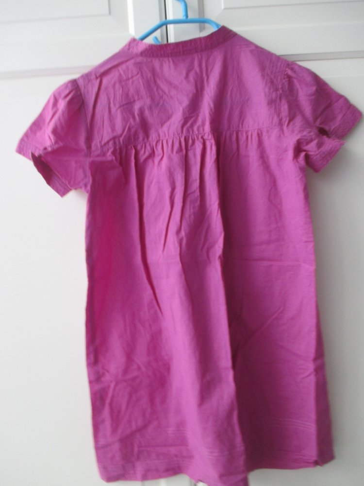 Pinkfarbene Tunika mit Stehkragen, 100 % Baumwolle, Gr. 36 / 38 , Halbarm, auch als kurzes Kleid tragbar