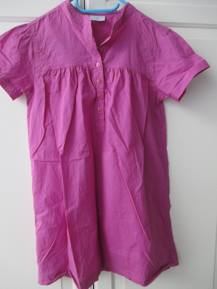 Pinkfarbene Tunika mit Stehkragen, 100 % Baumwolle, Gr. 36 / 38 , Halbarm, auch als kurzes Kleid tragbar