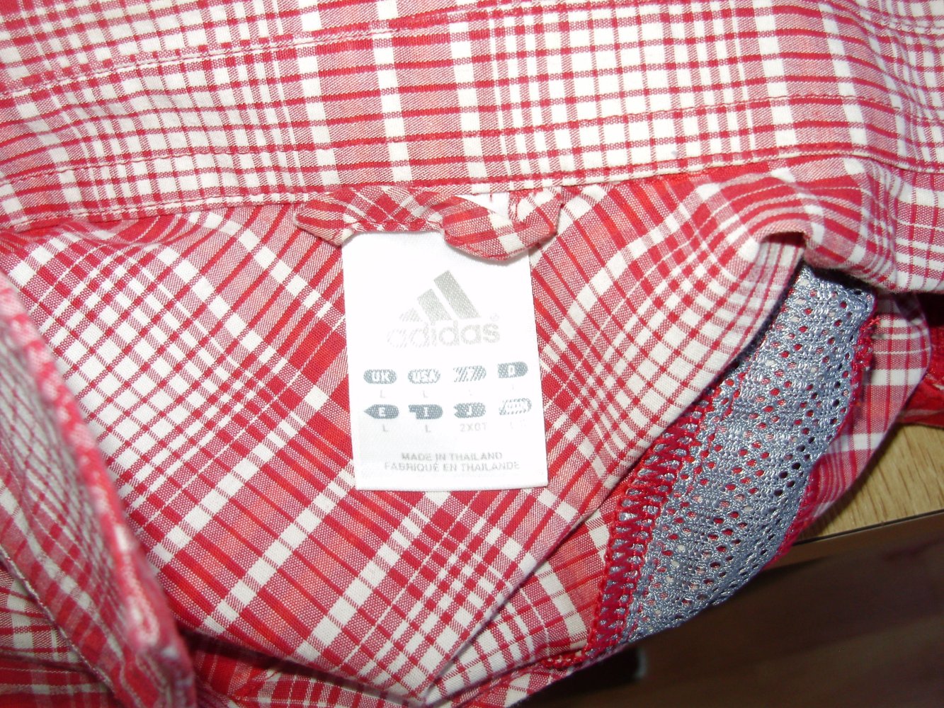 adidas Bluse kariert rot Drücker o. Arm Gr L