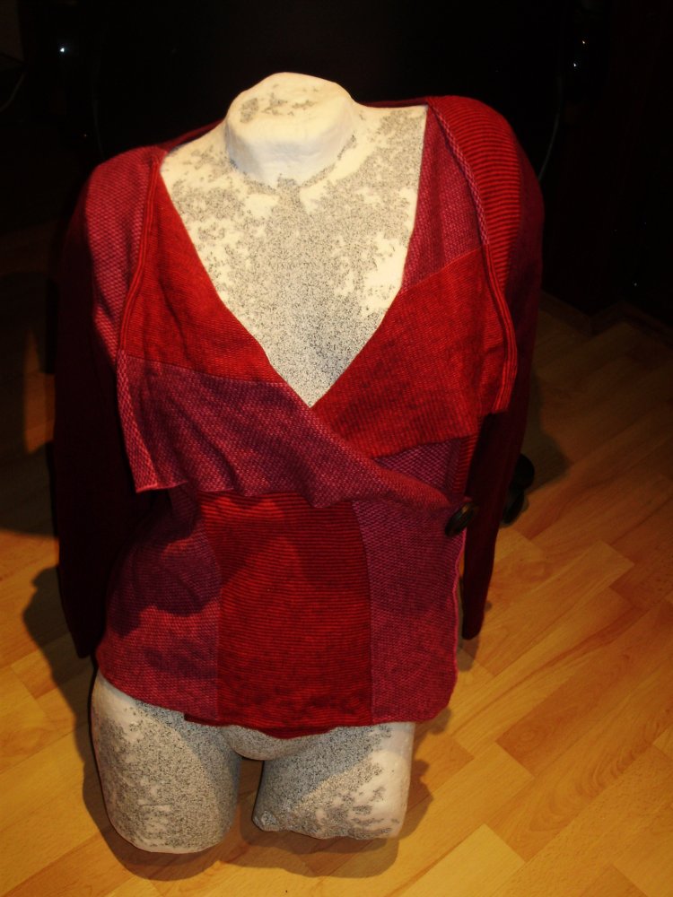 Public Cardigan rot/ pink Wickel Wolle 38