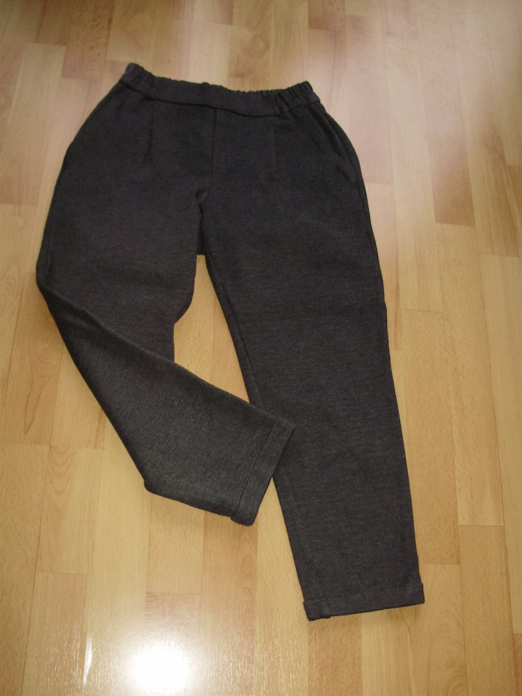 Benetton Hose grau 7/8 Länge Stretch Gummibund Umschlag S XS