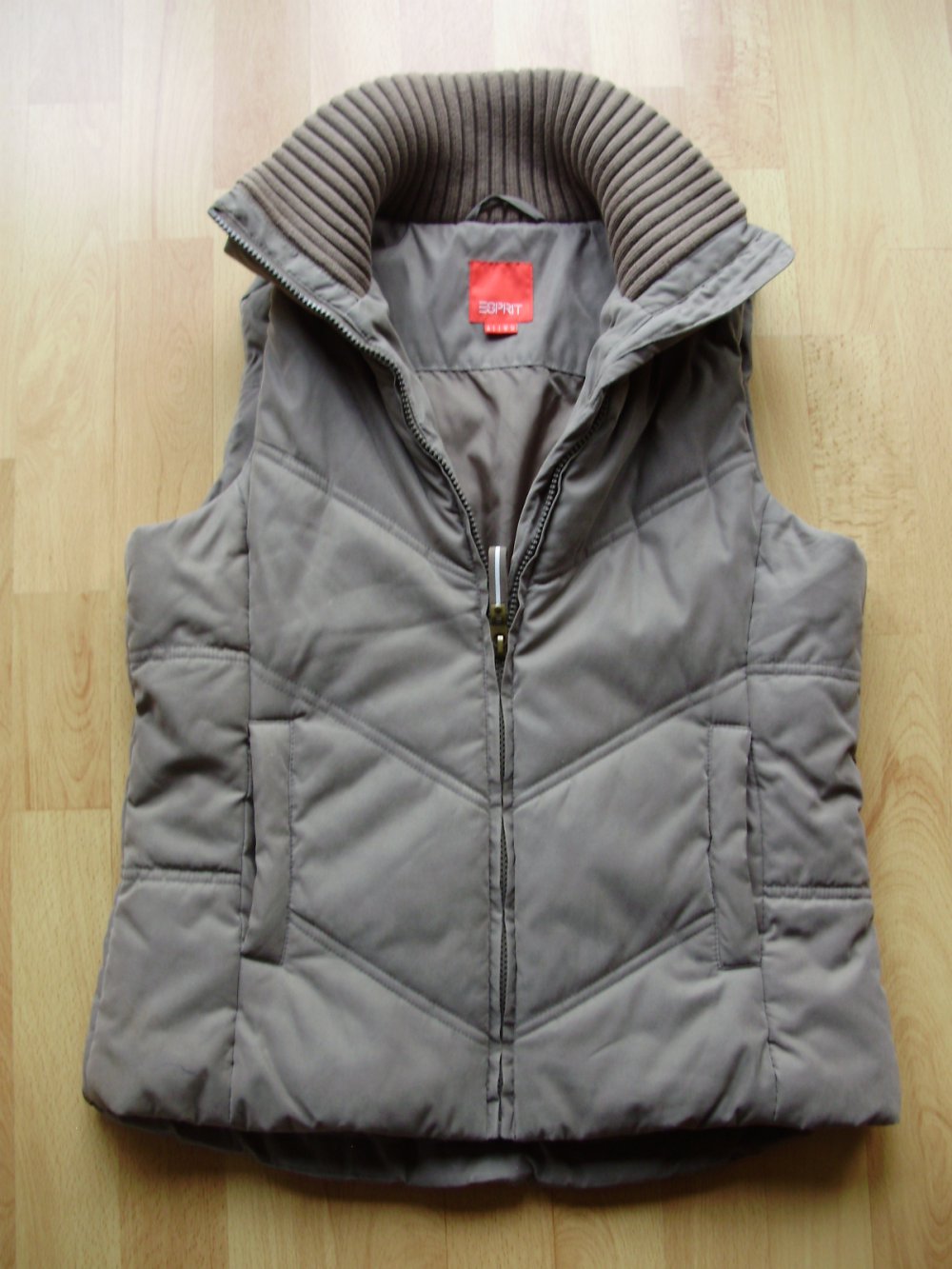 Esprit Weste gefüttert warm khaki grau Strickeinsatz gedoppelt M